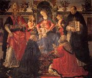GHIRLANDAIO, Domenico Madonna and Child Enthroned between Angels and Saints oil on canvas